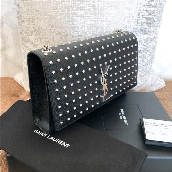 Sold Saint Laurent Monogram Studded Shoulder Bag - Picture 6 of 8